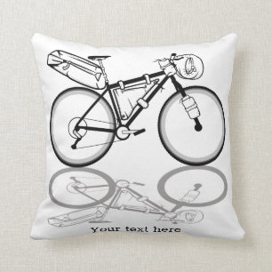 Bikepacking bike black and white throw pillow