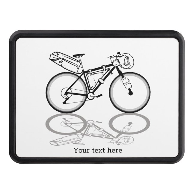 Bikepacking bike black and white trailer hitch cover (Front)