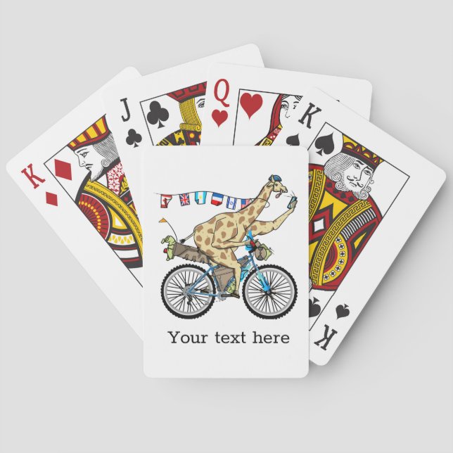 Bikepacking giraffe World cycle tour Playing Cards (Back)