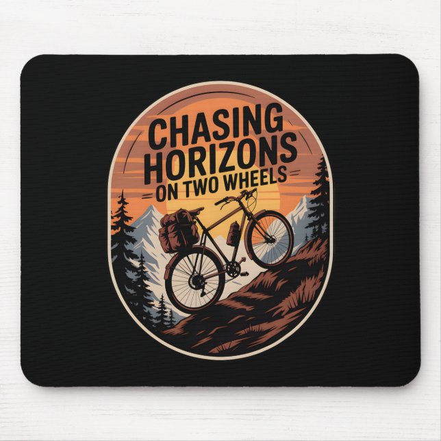 Bikepacking Outdoor Mountain Biking Chasing Horizo Mouse Pad (Front)