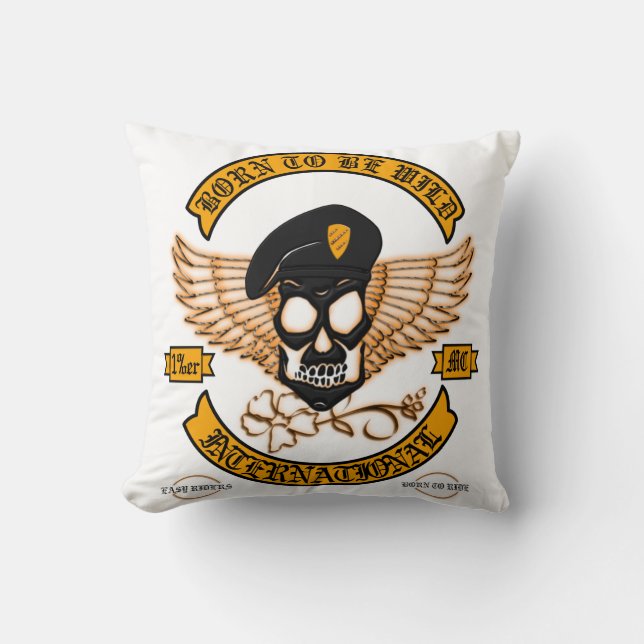 Biker Badge Throw Pillow (Front)