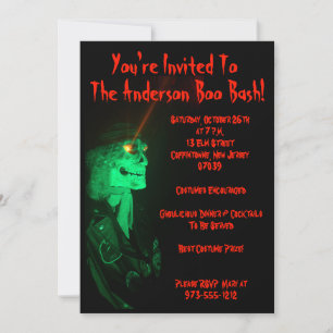 Biker Billy Black and Red Halloween Party Invitation