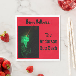 Biker Billy  Halloween Skeleton Blood Red Napkin