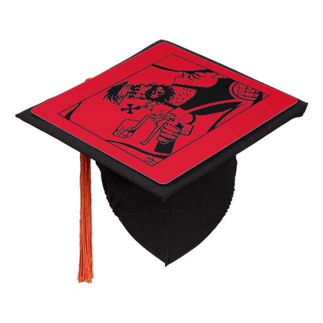 Biker black red graduation cap (Angled)
