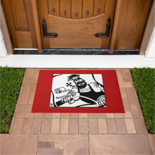 Biker Bro black red white doormat