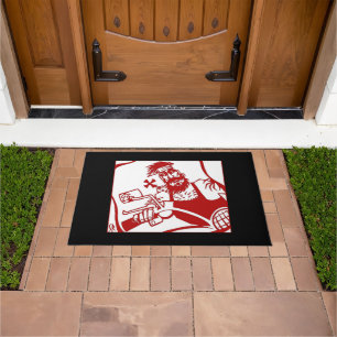 Biker Bro red black white doormat