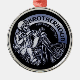 Biker Brotherhood Black   Metal Ornament