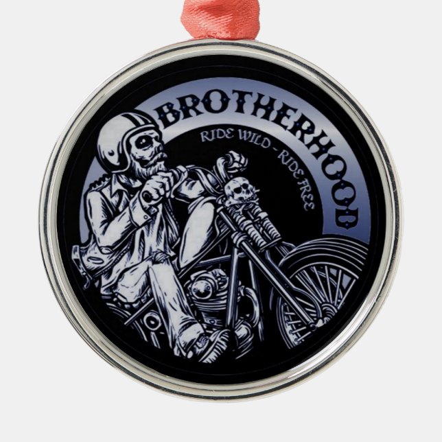 Biker Brotherhood Black   Metal Ornament (Front)