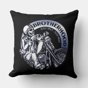 Biker Brotherhood Throw Pillow