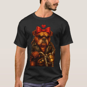 Biker Bulldog Love – Tough Pup with a Sweet Twist  T-Shirt
