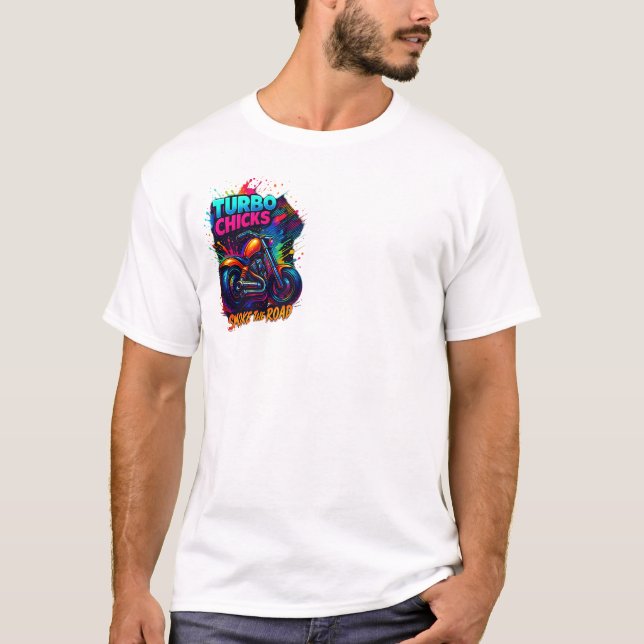 Biker Burn the Road T-Shirt | Motorcycle Rider Tee (Front)