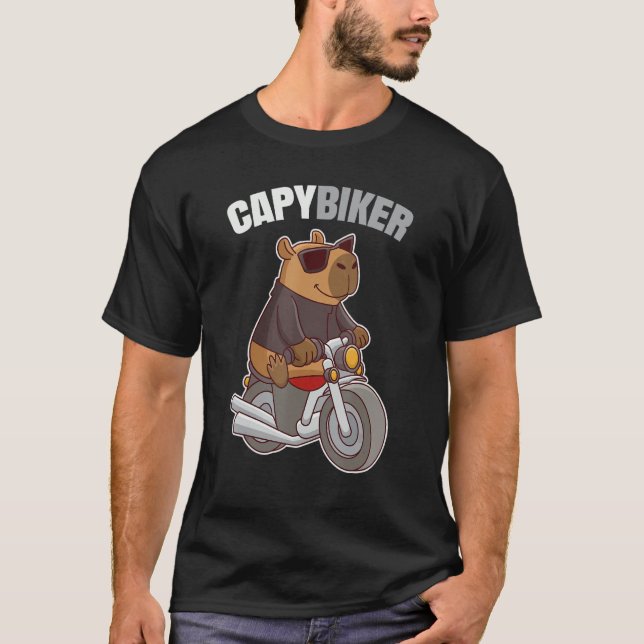Biker Capybara - Funny Capybiker T-Shirt (Front)