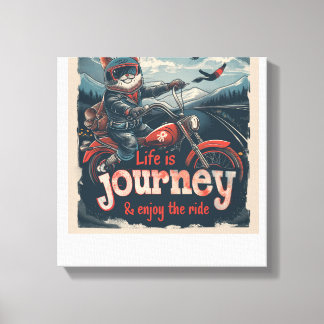 Biker Cat Adventure Canvas Print
