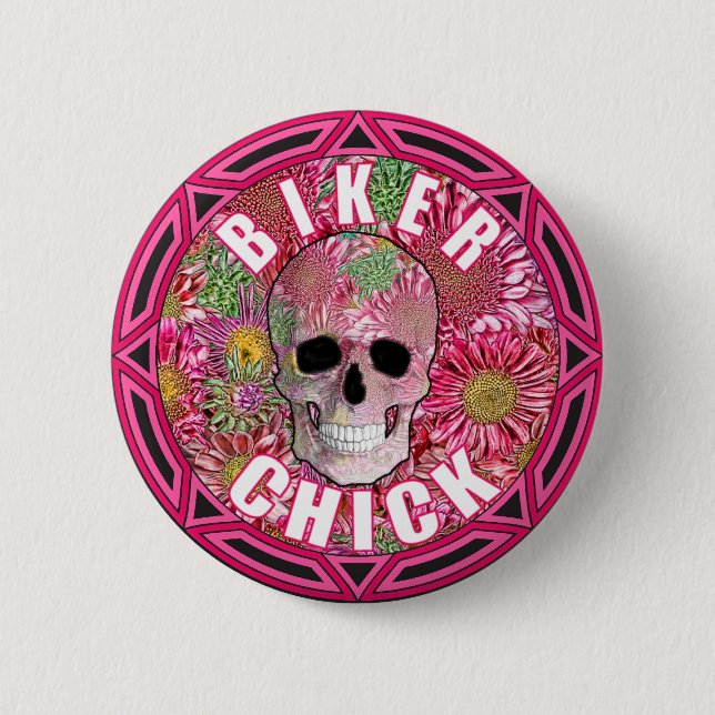 Biker Chick 001 2 Inch Round Button (Front)