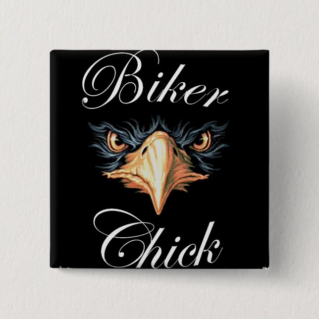 biker chick 2 inch square button (Front)