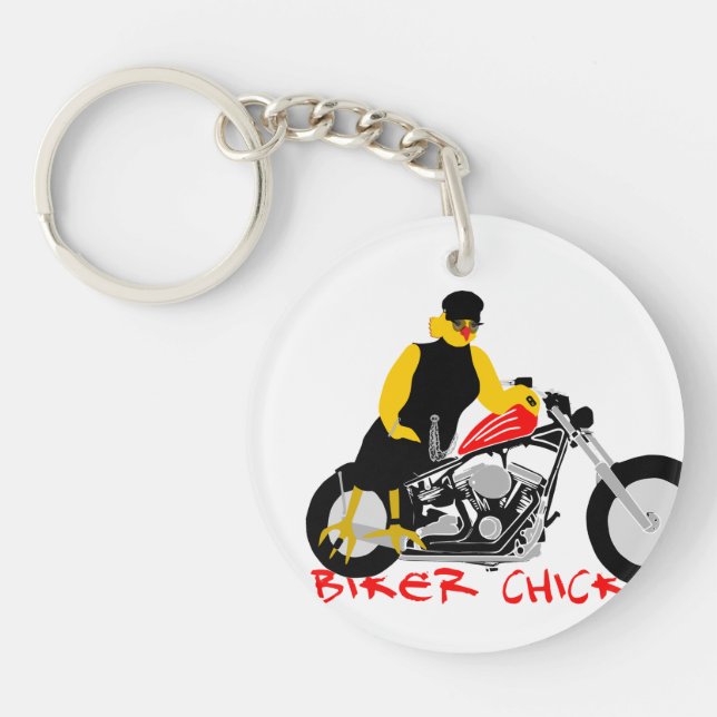 BIKER CHICK assise sur sa moto (Devant)