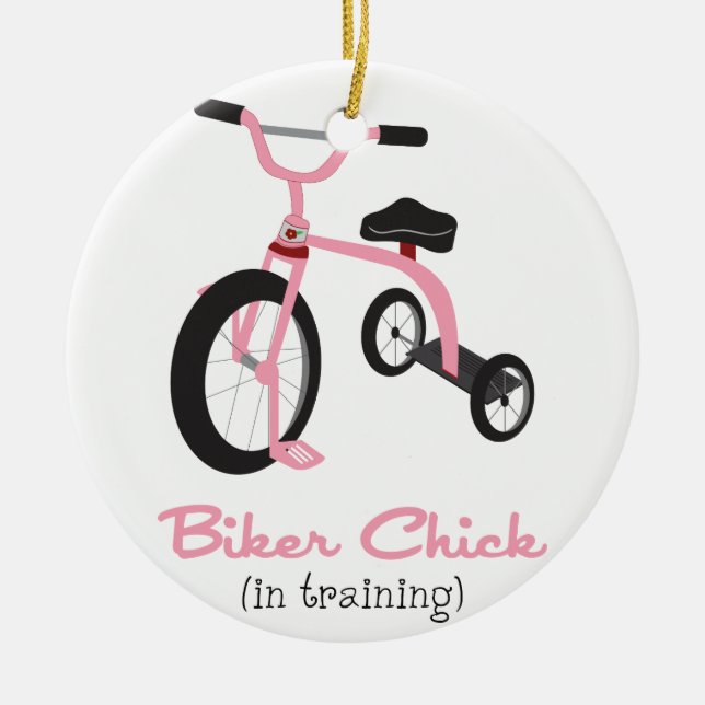 Biker Chick Ceramic Ornament (Front)