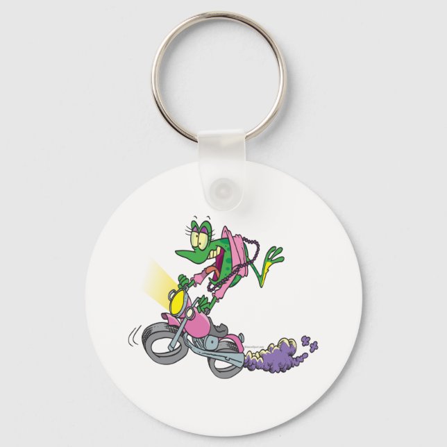 biker chick froggy frog animal cartoon keychain (Front)