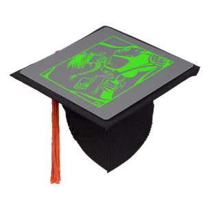 Biker Chick green grey graduation cap