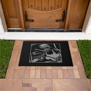 Biker Chick grey and black doormat