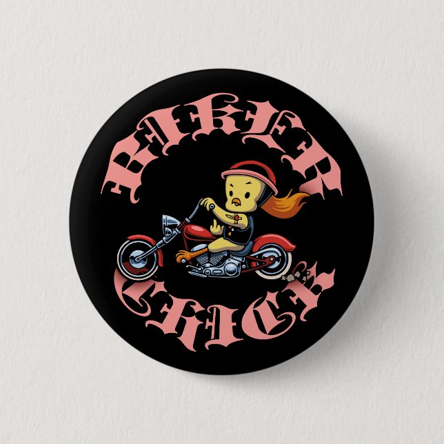 Biker Chick II 2 Inch Round Button (Front)