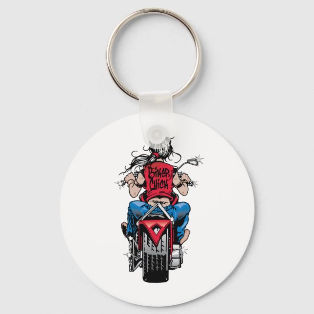 Biker Chick Keychain (Front)