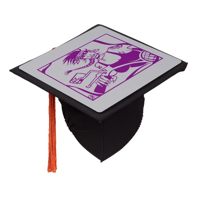 Biker Chick purple grey graduation cap (Angled)