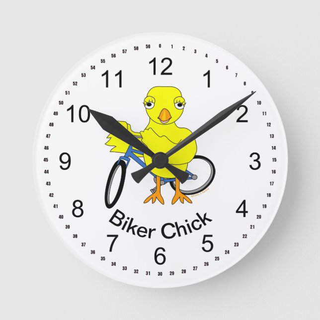 Biker Chick Round Clock (Front)