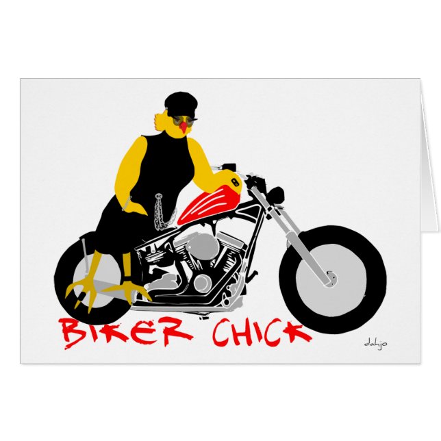 BIKER CHICK Sitting on Her Motorcycle (Front Horizontal)