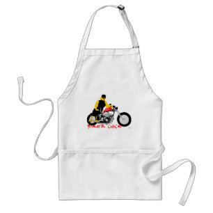 BIKER CHICK Sitting on Her Motorcycle Standard Apron