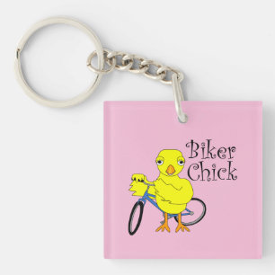 Biker Chick Text Keychain