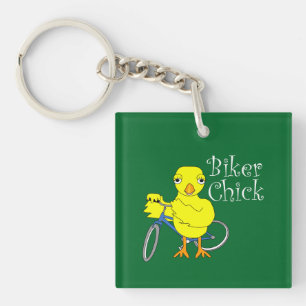 Biker Chick Text Keychain