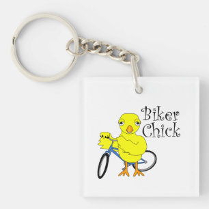 Biker Chick Text Keychain