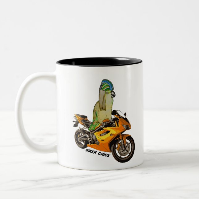 Biker Chick Two-Tone Coffee Mug (Left)