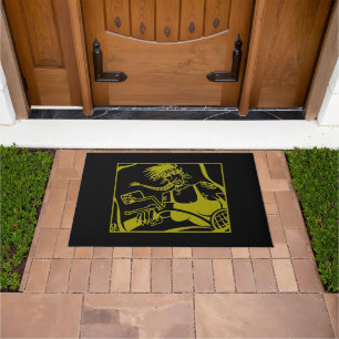 Biker Chick yellow and black doormat