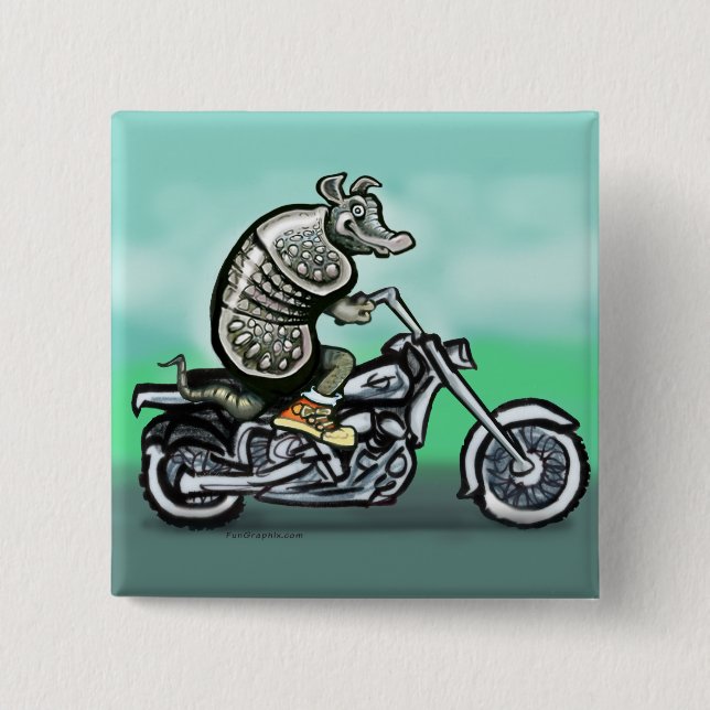 Biker Club Dillo 2 Inch Square Button (Front)