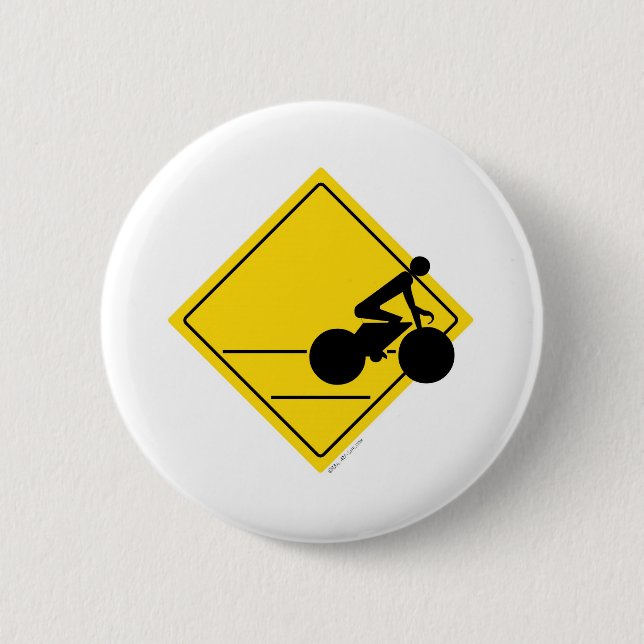Biker Crossing 2 Inch Round Button (Front)