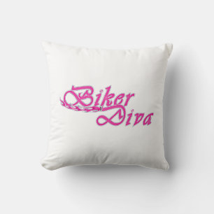 Biker Diva Throw Pillow