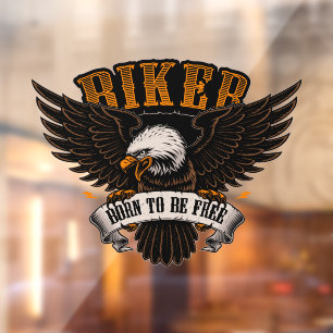 Biker Eagle Born To Be Free Motorcycle Shop Window Cling
