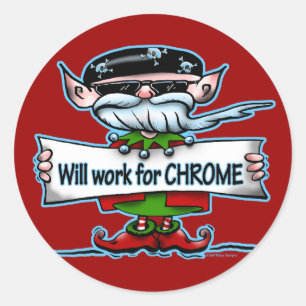 Biker Elf customizable holiday gifts Classic Round Sticker