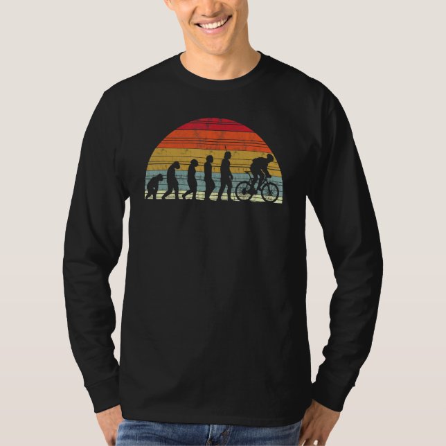 Biker Evolution  Evolution Of Man Road Bike Racing T-Shirt (Front)