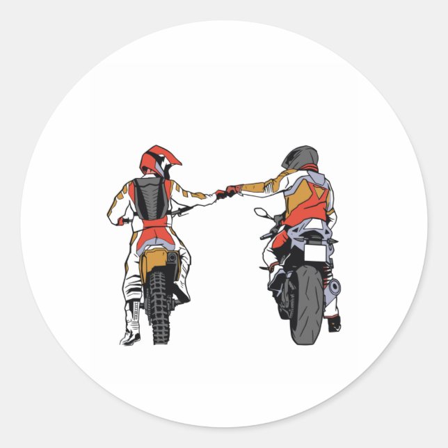 Biker fist bump classic round sticker (Front)