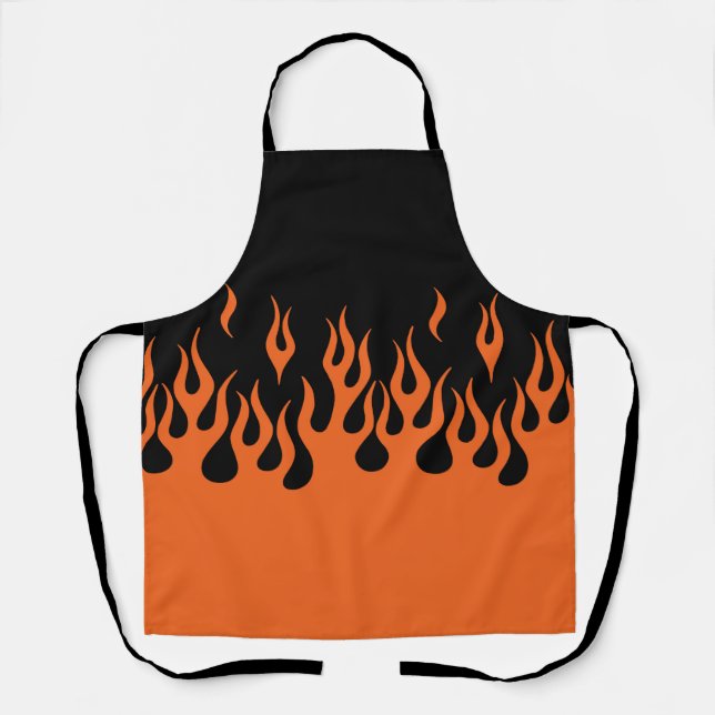 Biker Flames in Orange and Black Apron (Front)