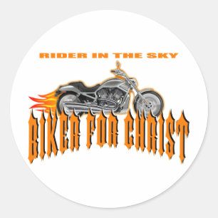 Biker For Christ Classic Round Sticker