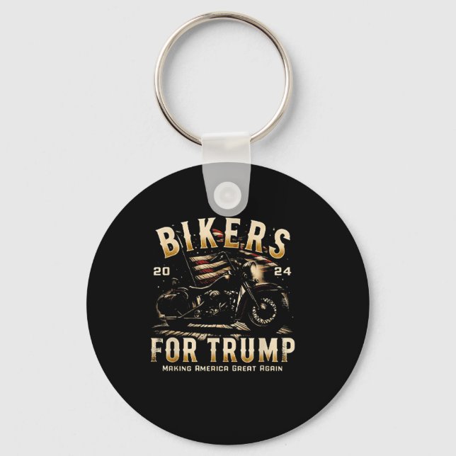 Biker For Trump 2024  Keychain (Front)