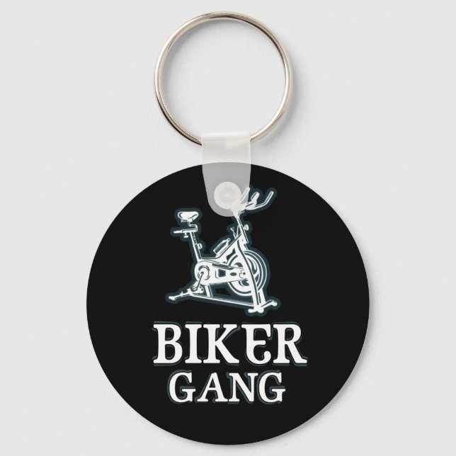 Biker Gang Funny Spin Saying Gym Workout Spinning Keychain (Front)
