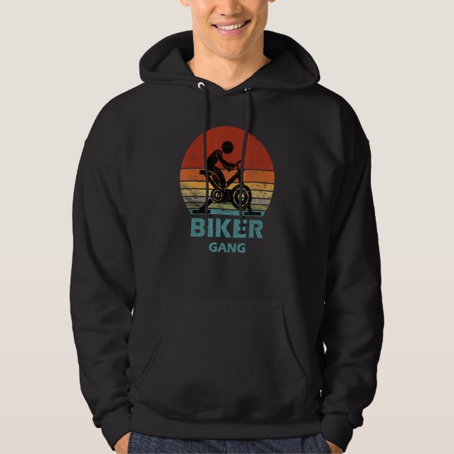 Biker Gang  Spin Saying Gym Workout Spinning Class Hoodie (Front)