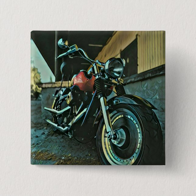 Biker gifts 2 inch square button (Front)