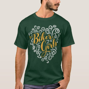 Biker Girl Heart, Mom Wife Girlfriend Cute Motorcy T-Shirt