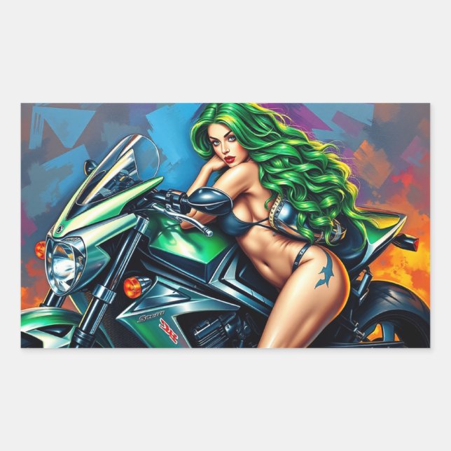 biker girl sticker (Front)